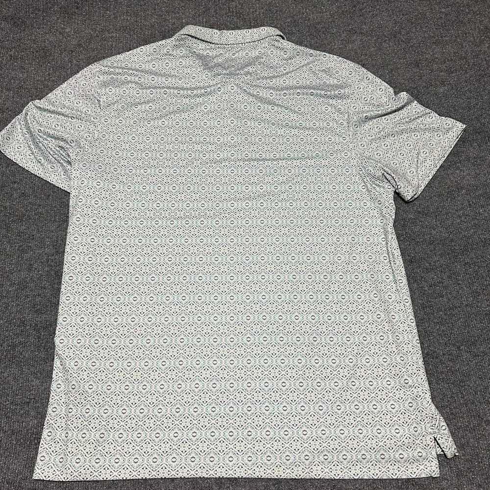 7 Diamonds Mens XL Polo Shirt Geometric Medallion Print Blue White Short Sleeve - Picture 2 of 6